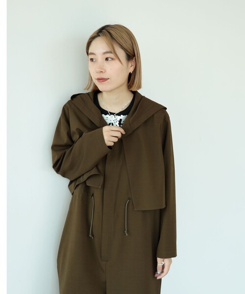 BEAMS BOY（ビームスボーイ）の「maturely / TW Cape Hoody All-in-one（つなぎ/オールインワン・レディース・ブラック/オリーブ・FREE）」の12枚目の写真