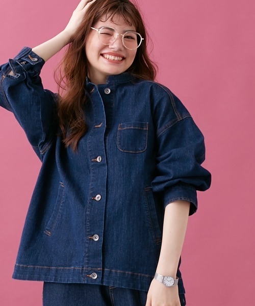 Le temps riche（ルタンリッシュ）の「【販売終了】デニムスタンドカラージャケット（セットアップ対応） ＜Le temps riche＞（デニムジャケット・レディース・ブラック/ネイビー・L/M）」の4枚目の写真