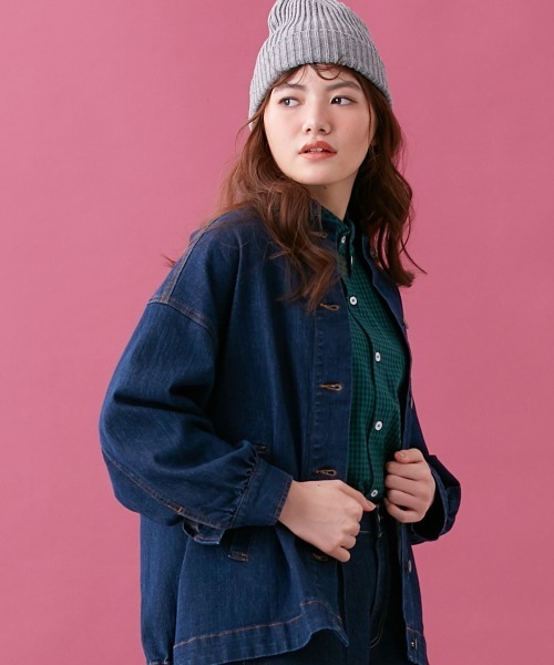 Le temps riche（ルタンリッシュ）の「【販売終了】デニムスタンドカラージャケット（セットアップ対応） ＜Le temps riche＞（デニムジャケット・レディース・ブラック/ネイビー・L/M）」の5枚目の写真