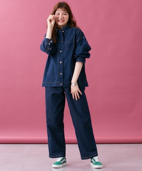 Le temps riche（ルタンリッシュ）の「【販売終了】デニムスタンドカラージャケット（セットアップ対応） ＜Le temps riche＞（デニムジャケット・レディース・ブラック/ネイビー・L/M）」の7枚目の写真