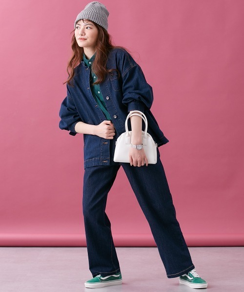 Le temps riche（ルタンリッシュ）の「【販売終了】デニムスタンドカラージャケット（セットアップ対応） ＜Le temps riche＞（デニムジャケット・レディース・ブラック/ネイビー・L/M）」の8枚目の写真