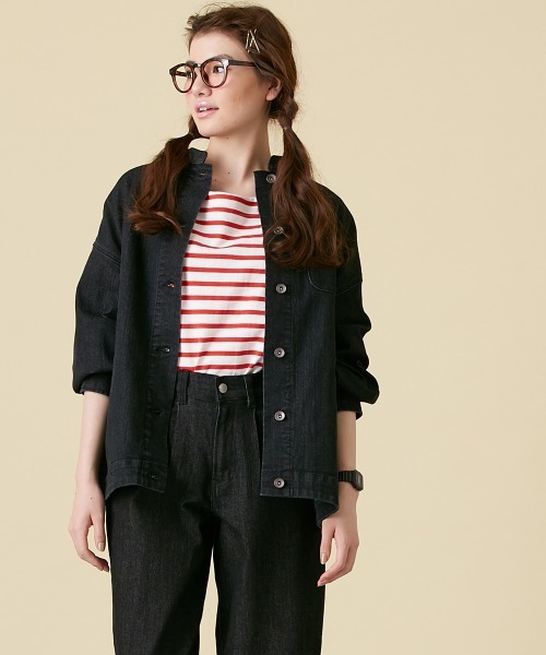 Le temps riche（ルタンリッシュ）の「【販売終了】デニムスタンドカラージャケット（セットアップ対応） ＜Le temps riche＞（デニムジャケット・レディース・ブラック/ネイビー・L/M）」の11枚目の写真