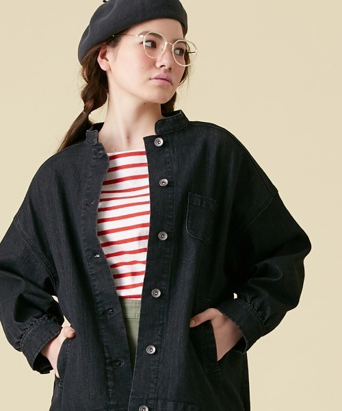 Le temps riche（ルタンリッシュ）の「【販売終了】デニムスタンドカラージャケット（セットアップ対応） ＜Le temps riche＞（デニムジャケット・レディース・ブラック/ネイビー・L/M）」の13枚目の写真