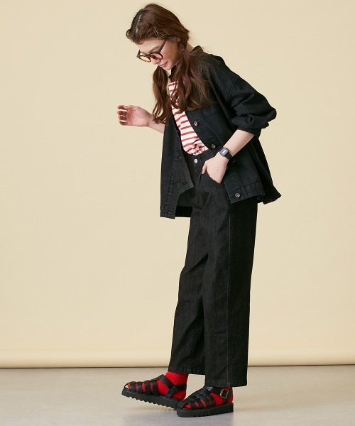 Le temps riche（ルタンリッシュ）の「【販売終了】デニムスタンドカラージャケット（セットアップ対応） ＜Le temps riche＞（デニムジャケット・レディース・ブラック/ネイビー・L/M）」の15枚目の写真