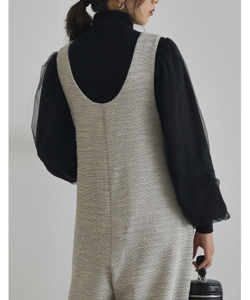 Re:EDIT（リエディ）の「[2023A/W COLLECTION]チュールスリーブタートルネックリブニットトップス（ニット/セーター・レディース・ホワイト/ブラック/グレー・MEDIUM/LARGE）」の6枚目の写真