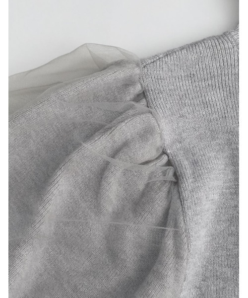 Re:EDIT（リエディ）の「[2023A/W COLLECTION]チュールスリーブタートルネックリブニットトップス（ニット/セーター・レディース・ホワイト/ブラック/グレー・MEDIUM/LARGE）」の21枚目の写真