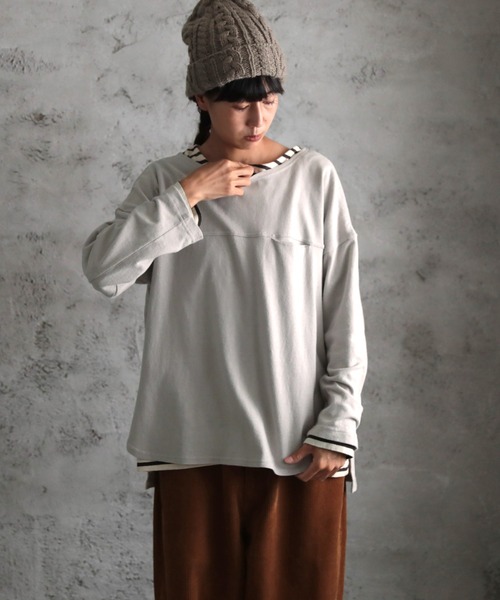 soulberry（ソウルベリー）の「しいて言うなら、白いロンT。（Tシャツ/カットソー・レディース・ライトグレー・L/LL/4L/M/3L）」の13枚目の写真