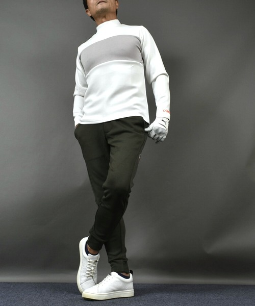 ポンチ ジャージ素材 バイカラー 長袖 モックネック ゴルフウェアシャツ（ゴルフグッズ）｜COMON GOLF（コモンゴルフ）