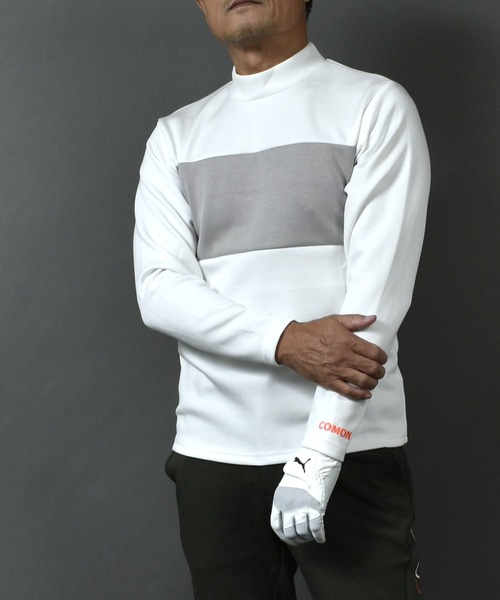 ポンチ ジャージ素材 バイカラー 長袖 モックネック ゴルフウェアシャツ（ゴルフグッズ）｜COMON GOLF（コモンゴルフ）