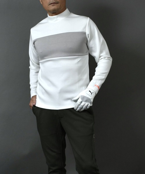 ポンチ ジャージ素材 バイカラー 長袖 モックネック ゴルフウェアシャツ（ゴルフグッズ）｜COMON GOLF（コモンゴルフ）