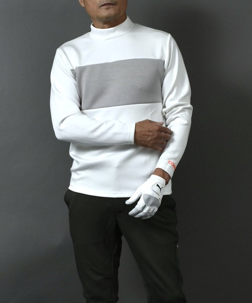 ポンチ ジャージ素材 バイカラー 長袖 モックネック ゴルフウェアシャツ（ゴルフグッズ）｜COMON GOLF（コモンゴルフ）