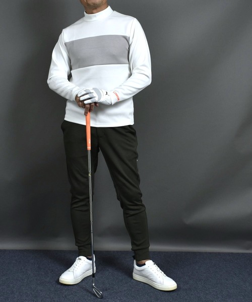 ポンチ ジャージ素材 バイカラー 長袖 モックネック ゴルフウェアシャツ（ゴルフグッズ）｜COMON GOLF（コモンゴルフ）