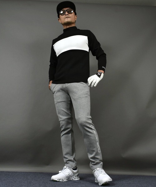 ポンチ ジャージ素材 バイカラー 長袖 モックネック ゴルフウェアシャツ（ゴルフグッズ）｜COMON GOLF（コモンゴルフ）