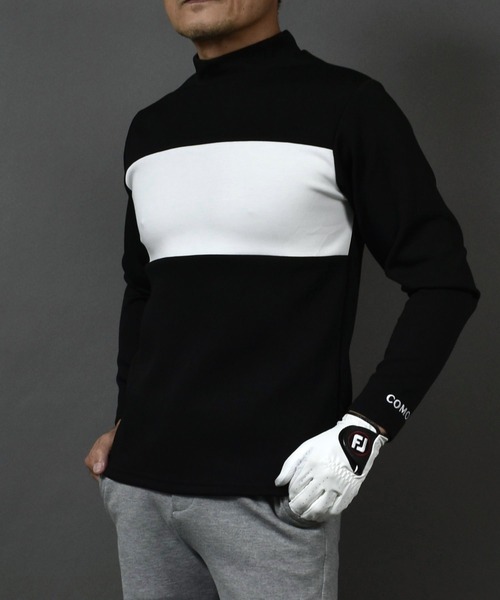 ポンチ ジャージ素材 バイカラー 長袖 モックネック ゴルフウェアシャツ（ゴルフグッズ）｜COMON GOLF（コモンゴルフ）