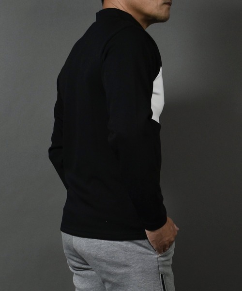 ポンチ ジャージ素材 バイカラー 長袖 モックネック ゴルフウェアシャツ（ゴルフグッズ）｜COMON GOLF（コモンゴルフ）