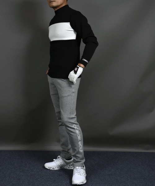 ポンチ ジャージ素材 バイカラー 長袖 モックネック ゴルフウェアシャツ（ゴルフグッズ）｜COMON GOLF（コモンゴルフ）