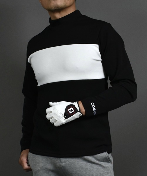 ポンチ ジャージ素材 バイカラー 長袖 モックネック ゴルフウェアシャツ（ゴルフグッズ）｜COMON GOLF（コモンゴルフ）