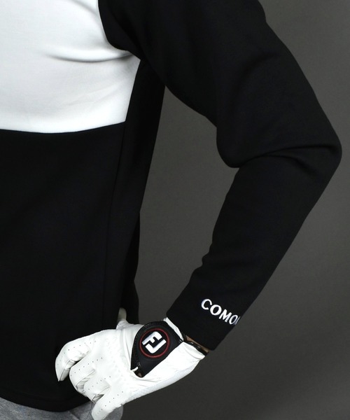 ポンチ ジャージ素材 バイカラー 長袖 モックネック ゴルフウェアシャツ（ゴルフグッズ）｜COMON GOLF（コモンゴルフ）