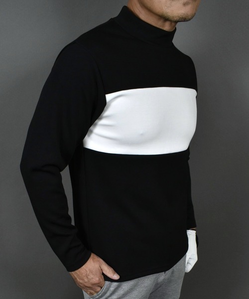 ポンチ ジャージ素材 バイカラー 長袖 モックネック ゴルフウェアシャツ（ゴルフグッズ）｜COMON GOLF（コモンゴルフ）