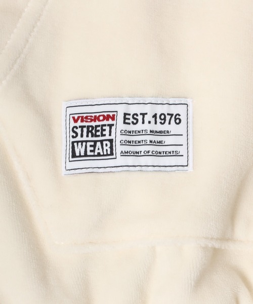 VISION STREET WEAR（ヴィジョンストリートウェア）の「VISION STREET WEAR/ヴィジョンストリートウェア オーバーサイズ ベロア ロゴ ワンポイント刺繍 ハーフジップ スウェット/トレーナー レディース メンズ（スウェット・メンズ・ブルー/アイボリー/ブラック・M/L/LL）」の12枚目の写真