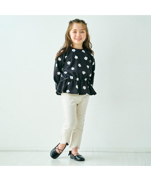 apres les cours(アプレレクール)の「無地・総柄フレアドロストトレーナー(スウェット・キッズ・ミント/アイボリー/ブラック/ローズ・80/90/100/110/120/130/140)」の11枚目の写真