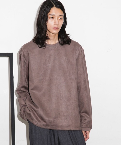 NANO universe（ナノユニバース）の「フェイクスウェードクルーネックプルオーバー（Tシャツ/カットソー・メンズ・グレー系その他4/ブラック/キャメル/チャコール・XL/M/S/L）」の3枚目の写真