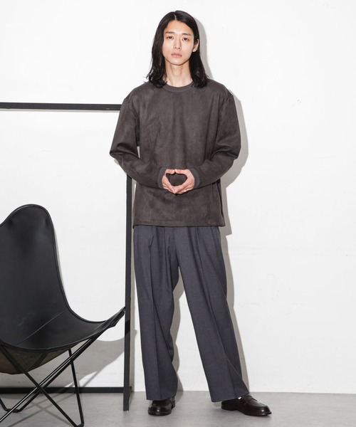 NANO universe（ナノユニバース）の「フェイクスウェードクルーネックプルオーバー（Tシャツ/カットソー・メンズ・グレー系その他4/ブラック/キャメル/チャコール・XL/M/S/L）」の11枚目の写真