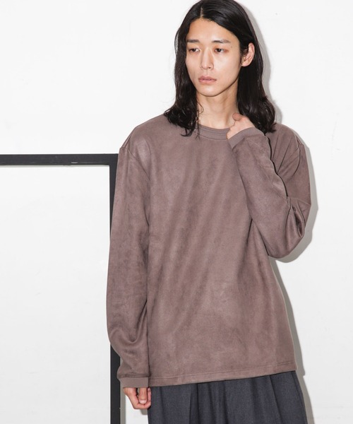 NANO universe（ナノユニバース）の「フェイクスウェードクルーネックプルオーバー（Tシャツ/カットソー・メンズ・グレー系その他4/ブラック/キャメル/チャコール・XL/M/S/L）」の14枚目の写真