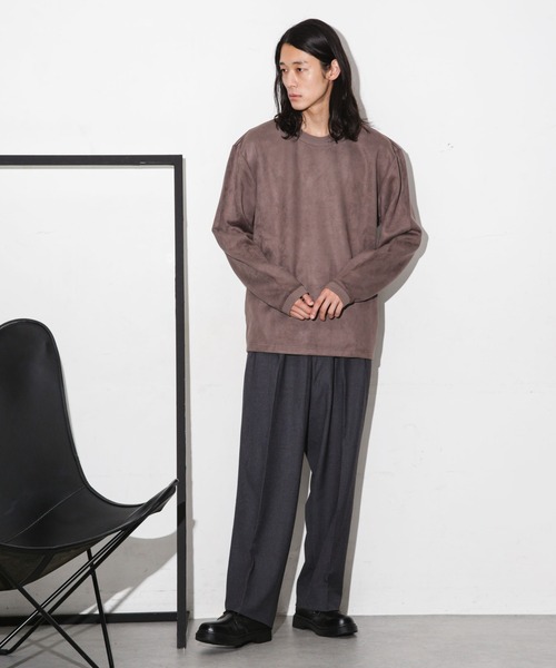 NANO universe（ナノユニバース）の「フェイクスウェードクルーネックプルオーバー（Tシャツ/カットソー・メンズ・グレー系その他4/ブラック/キャメル/チャコール・XL/M/S/L）」の17枚目の写真