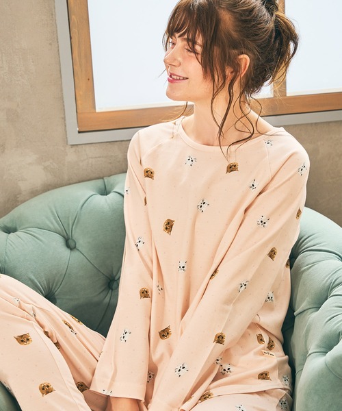 PAUL&JOE(ポールアンドジョー)の「【PAUL&JOE】ヌネット&ジプシードットプリント ラグランスリーブTシャツ(ルームウェア/パジャマ・レディース・ピンク/ネイビー・M/L)」の2枚目の写真