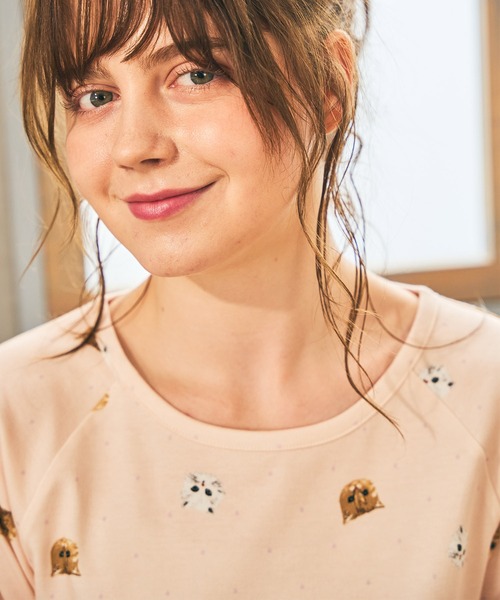 PAUL&JOE(ポールアンドジョー)の「【PAUL&JOE】ヌネット&ジプシードットプリント ラグランスリーブTシャツ(ルームウェア/パジャマ・レディース・ピンク/ネイビー・M/L)」の3枚目の写真