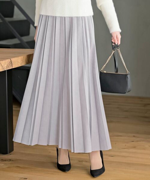 rps(アールピーエス)の「ランダムプリーツスウェードスカート(スカート・レディース・グリーン/モカ/ブラック/マスタード/グレイッシュベージュ/グレー/グレイッシュブルー/チャコールグレー/カーキ/ピンクベージュ/ボルドー・フリー)」の4枚目の写真