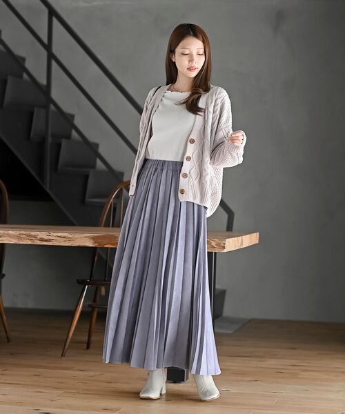 rps（アールピーエス）の「ランダムプリーツスウェードスカート（スカート・レディース・グリーン/モカ/ブラック/マスタード/グレイッシュベージュ/グレー/グレイッシュブルー/チャコールグレー/カーキ/ピンクベージュ/ボルドー・フリー）」の22枚目の写真