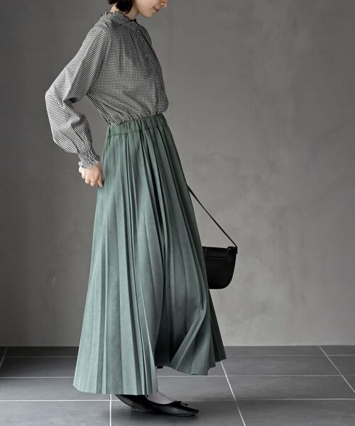 rps（アールピーエス）の「ランダムプリーツスウェードスカート（スカート・レディース・グリーン/モカ/ブラック/マスタード/グレイッシュベージュ/グレー/グレイッシュブルー/チャコールグレー/カーキ/ピンクベージュ/ボルドー・フリー）」の18枚目の写真