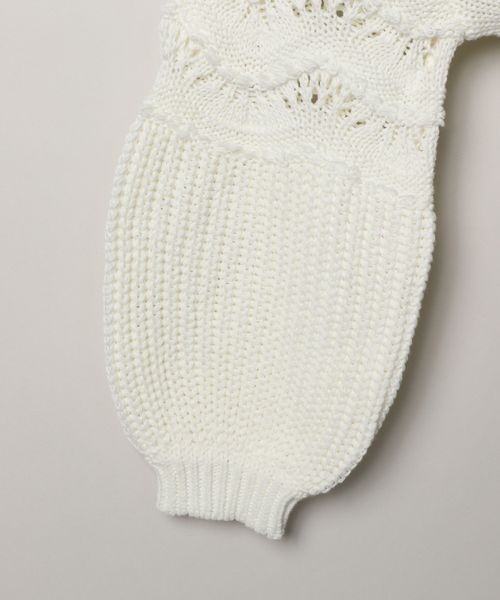 JEANASIS(ジーナシス)の「オープンワークキリカエプルオーバー/986529(ニット/セーター・レディース・オフホワイト/ライトブルー/ブラック・FREE)」の7枚目の写真