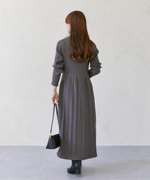 Thevon | ハイネックリブ切替ニットフレアワンピース(ワンピース)