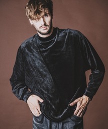 【NO ID.】Eco Fur Switch Dolman Sleeve Mock Neck Pullover Cut & Sewn / エコ ファー 切替 ドルマン スリーブ モック ネック プルオーバー カットソー