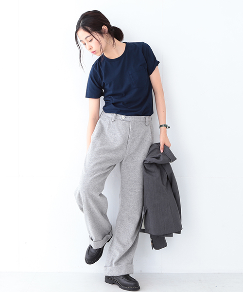 BEAMS BOY(ビームスボーイ)の「BEAMS BOY / フラノ ワイドストレート(その他パンツ・レディース・ライトグレー/ブラック・0/1)」の5枚目の写真