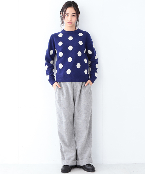 BEAMS BOY(ビームスボーイ)の「BEAMS BOY / フラノ ワイドストレート(その他パンツ・レディース・ライトグレー/ブラック・0/1)」の6枚目の写真