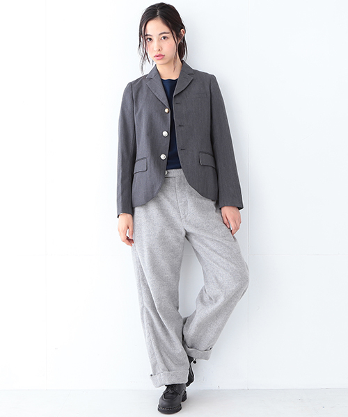 BEAMS BOY(ビームスボーイ)の「BEAMS BOY / フラノ ワイドストレート(その他パンツ・レディース・ライトグレー/ブラック・0/1)」の7枚目の写真