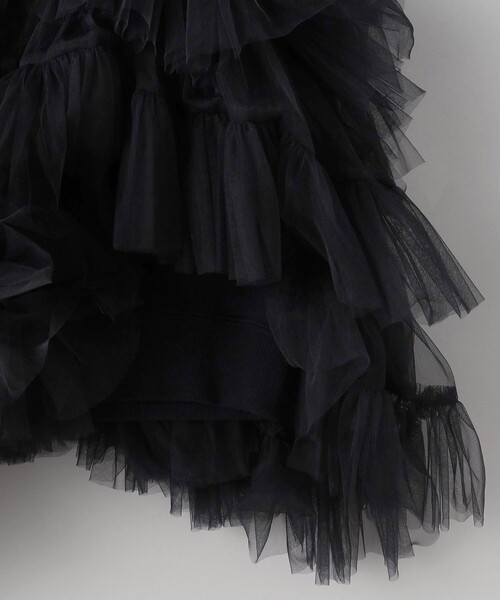 VIVIANO（ヴィヴィアーノ）の「VIVIANO/ヴィヴィアーノ Tulle Layered Sweatshirt / チュールレイヤードスウェットシャツ / VS-AW23-CS06（スウェット・レディース・ブラック・MEDIUM）」の4枚目の写真