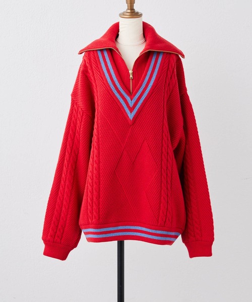 TAUPE(トープ)の「【TAUPE (トープ)】ハーフジップ・ティルデンニット(ニット/セーター・レディース・ブラック/ピンク系その他・FREE)」の16枚目の写真