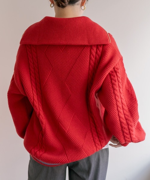 TAUPE(トープ)の「【TAUPE (トープ)】ハーフジップ・ティルデンニット(ニット/セーター・レディース・ブラック/ピンク系その他・FREE)」の12枚目の写真