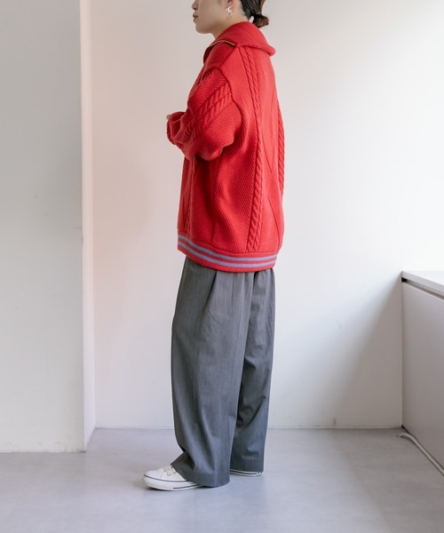 TAUPE(トープ)の「【TAUPE (トープ)】ハーフジップ・ティルデンニット(ニット/セーター・レディース・ブラック/ピンク系その他・FREE)」の5枚目の写真