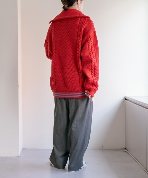 TAUPE(トープ)の「【TAUPE (トープ)】ハーフジップ・ティルデンニット(ニット/セーター・レディース・ブラック/ピンク系その他・FREE)」の17枚目の写真