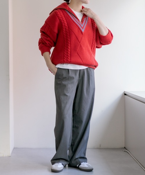 TAUPE(トープ)の「【TAUPE (トープ)】ハーフジップ・ティルデンニット(ニット/セーター・レディース・ブラック/ピンク系その他・FREE)」の20枚目の写真