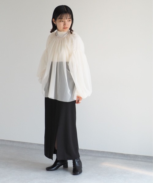 cepo(セポ)の「バックリボン チュールギャザーブラウス(シャツ/ブラウス・レディース・ブラック/アイボリー・M)」の19枚目の写真