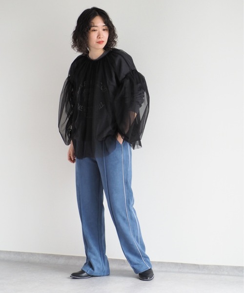 cepo(セポ)の「バックリボン チュールギャザーブラウス(シャツ/ブラウス・レディース・ブラック/アイボリー・M)」の7枚目の写真