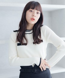 バイカラーポケットニット