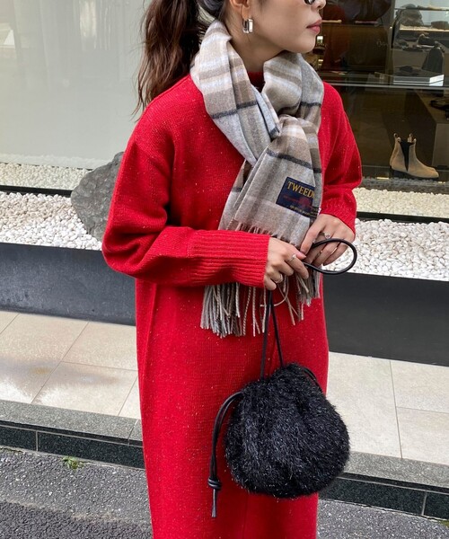 TWEED MILL（ツイードミル）の「【TWEED MILL/ツィードミル】ウールチェックマフラー25（マフラー・レディース・グレー系その他/グレー系その他3/ブラック系その他/ブラウン系その他・FREE）」の11枚目の写真
